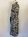 JAEGER BLACK & IVORY PRINT SHORT SLEEVE DRESS SIZE 10