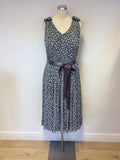 JACQUES VERT TURQOUISE & GREY PRINT OCCASION DRESS & BOLERO CARDIGAN SIZE 16
