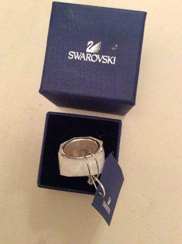 BRAND NEW SWAROVSKI WHITE CRYSTAL NIRVANI SILVER PLATE  DRESS RING SIZE 58