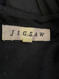 JIGSAW BLACK JERSEY DRAPED FRONT LONG SLEEVED STRETCH PENCIL DRESS SIZE M