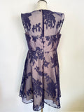 ARIELLA PURPLE EMBROIDERED NET OVER CREAM LINING FIT & FLARE DRESS SIZE 16