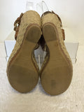 STUART WEITZMAN ELEXIR TAN LEATHER WEDGE HEEL SANDALS SIZE 5/38