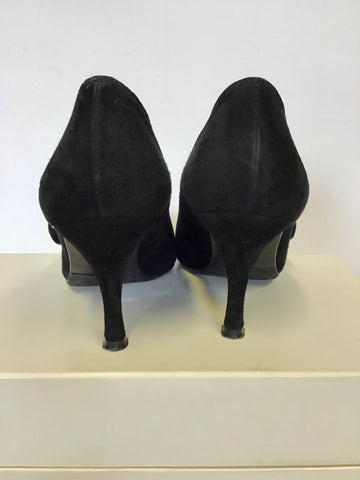 JIGSAW BLACK SUEDE BOW TRIM HEELS SIZE 4/37
