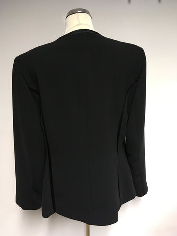 KLASS COLLECTION BLACK SATIN EDGE TRIM EVENING/ OCCASION JACKET SIZE 16