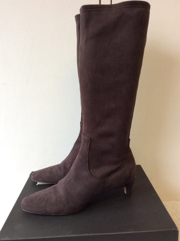 HOBBS CHERIE CHOCOLATE BROWN STRETCH BOOTS SIZE 5/38