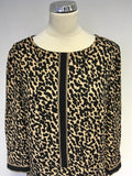 JAEGER BLACK & CAMEL ANIMAL PRINT SHIFT DRESS SIZE 12