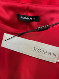 BRAND NEW ROMAN ORIGINALS RED 3/4 LENGTH SLEEVES STRETCH JERSEY DRESS SIZE 16