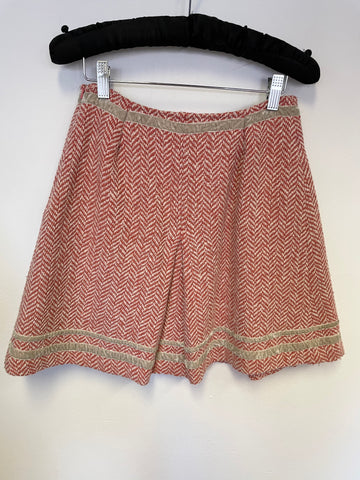 WHISTLES CORAL & CREAM WOOL BLEND TWEED A LINE SKIRT SIZE 8