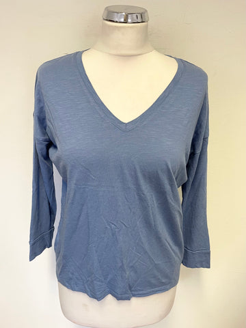 PURE COLLECTION BLUE V NECKLINE 3/4 SLEEVE TOP SIZE 10