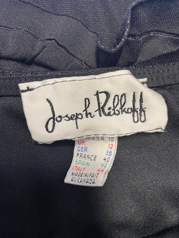 JOSEPH RIBKOFF BLACK TIERED FRILL STRETCH PENCIL DRESS SIZE 12