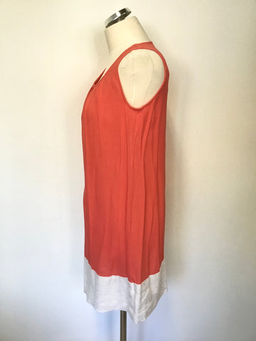 JOULES CORAL & WHITE TRIM SLEEVELESS TUNIC TOP SIZE 12