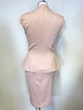 TED BAKER PINK ZIP FRONT SLEEVELESS PEPLUM TRIM PENCIL DRESS SIZE 1 UK 8/10