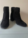 CARVELA SNORE BLACK SUEDE BUCKLE TRIM HEELED ANKLE BOOTS SIZE 5/38