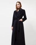 JAEGER BLACK WOOL TIE BELT FULL LENGTH COAT SIZE 16