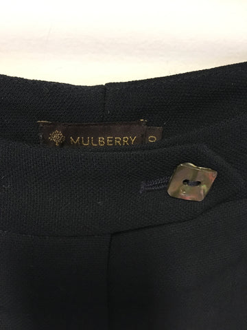 MULBERRY NAVY BLUE WOOL FORMAL WIDE LEG TROUSERS SIZE 10