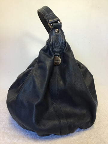 NICOLE FARHI NAVY BLUE LEATHER LARGE SHOULDER/ HAND BAG