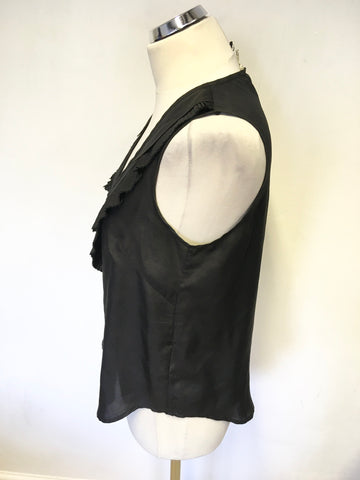 TWENTY8TWELVE ELLA BLACK SILK PLEATED TRIM SLEEVELESS TOP SIZE 12