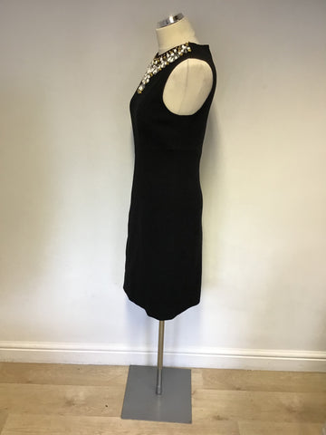 Milly Of New York Black Beaded Neckline Pencil Dress Size M