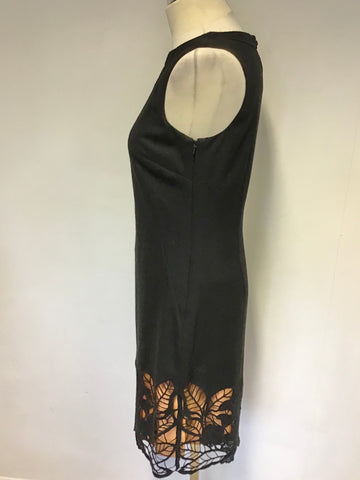 MONSOON BLACK WOOL BLEND CUT OUT DESIGN SLEEVELESS PENCIL DRESS SIZE 10