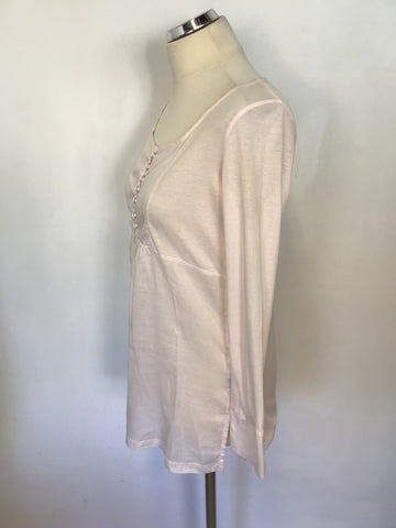 NEWMAN PALE PINK COTTON LONG STEEVE TUNIC TOP SIZE 1 UK 10