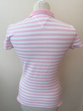 TOMMY HILFIGER PINK & WHITE STRIPED SHORT SLEEVE POLO SHIRT SIZE XS