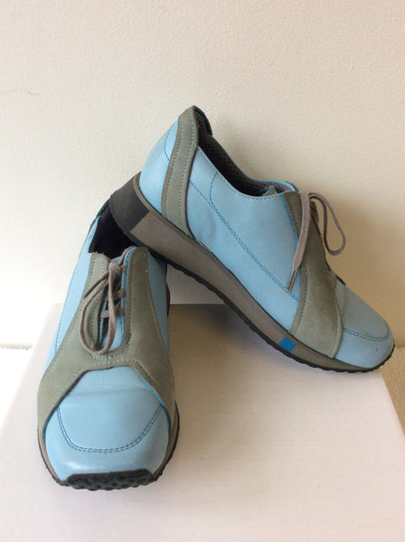 BRAND NEW JOURNEY CONVEYOR BLUE & GREY LEATHER LACE UP SHOES  SIZE 4/37