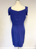 REISS BLUE CAP SLEEVED KNEE LENGTH PENCIL DRESS SIZE 14