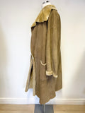 NICOLE FARHI CAMEL SHEEPSKIN MID LENGTH COAT SIZE 10