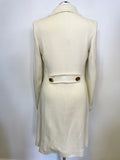 LK BENNETT CREAM DOUBLE BREASTED COTTON FITTED COAT SIZE 12