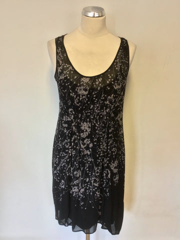 MINT VELVET BLACK & BEIGE PRINT SLEEVELESS DRESS SIZE 12
