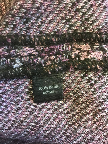PERUVIAN CONNECTION GREY,PINK & PURPLE DESIGN 100% PRIMA COTTON JUMPER SIZE M