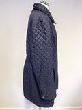 JOULES NAVY BLUE QUILTED ZIP & PRESS STUD FASTEN COAT SIZE 18