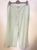NOA NOA MINT GREEN SILK & LINEN BLEND EMBROIDERED & SEQUIN TRIM WIDE LEG TROUSERS SIZE M