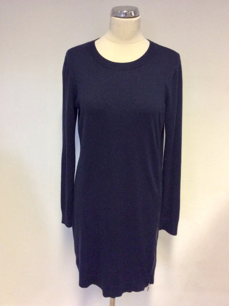 WHISTLES DARK BLUE ZIP TRIM KNIT DRESS SIZE 12
