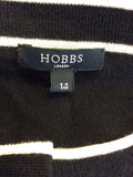 HOBBS BLACK & WHITE BOW TRIM SCOOP NECK JUMPER SIZE 14
