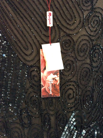 BRAND NEW MONSOON BLACK BEADED & SEQUINNED SILK SKIRT SIZE 12