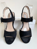 LK BENNETT BLACK SUEDE WEDGE HEEL SANDALS SIZE 6/39