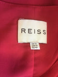 REISS HERIMONE RED ASYMMETRIC NECKLINE SATIN & CHIFON PLEATED DRAPE PENCIL DRESS SIZE 12