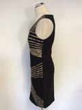 FRANK LYMAN BLACK & GOLD TRIM SPECIAL OCCASION PENCIL DRESS SIZE 12