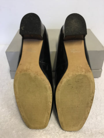MARKS & SPENCER BLACK PATENT WITH TORTOISE SHELL HEELS SIZE 7/40