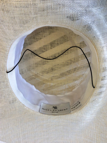 NIGEL RAYMENT IVORY & WHITE WITH BLACK FEATHER TRIM FORMAL HAT