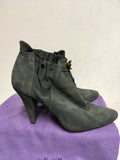 LULU GUINNESS GREY SUEDE DRAWSTRING TIE ANKLE BOOTS SIZE 6/39