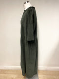 TOAST BOTTLE GREEN FINE CORDUROY HALF SLEEVE MIDI DRESS SIZE 18