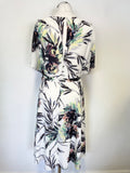REISS NAOMI MULTI COLOURED PRINT COLD SHOULDER TIE BELT OCCASION  DRESS SIZE 14