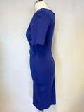 BRAND NEW REISS MILLA ROYAL BLUE ASYMMETRIC NECKLINE SHORT SLEEVED BODYCON DRESS SIZE 10