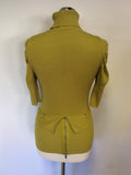 KAREN MILLEN MUSTARD PEPLUM TRIM POLO NECK JUMPER SIZE 2 UK 10/12
