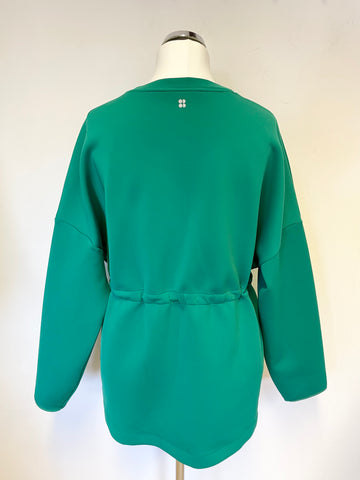 BRAND NEW SWEATY BETTY EMERALD GREEN LONG SLEEVE DRAW STRING TIE WAIST TOP SIZE XL