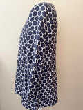 BODEN NAVY & WHITE SPOT LONG SLEEVE TOP SIZE 12