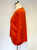 WHISTLES ORANGE 100% LINEN 3/4 SLEEVE TOP SIZE L