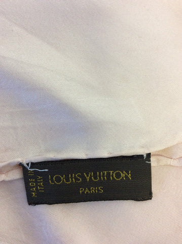 LOUIS VUITTON PALE PINK MONOGRAM PRINT SILK SCARF IN BOX
